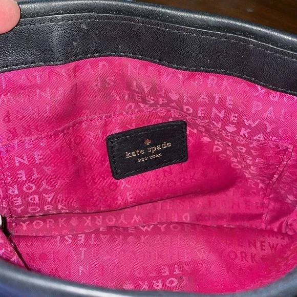 Kate Spade quilted front flap foldover flap w/chain, silver medallion closure B7